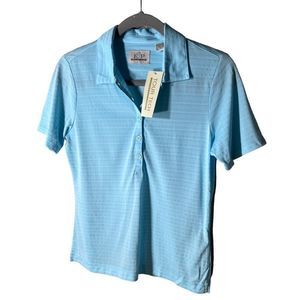 EP Pro Tour Tech Performance Fabric Short Sleeve Polo Size Small Ice Blue